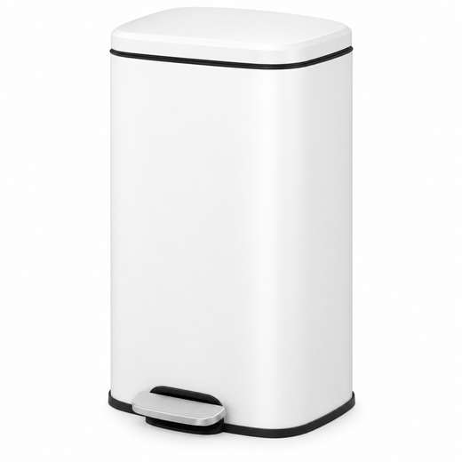 Nyxi 50L Stainless Steel Pedal Bin with Soft-Close Lid ,Fingerprint Resistant - White