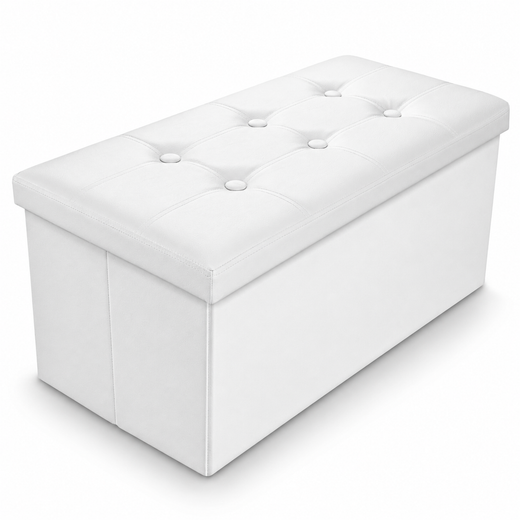 Nyxi Faux Leather Ottoman Storage Box (White) - 76 * 38 * 38cm