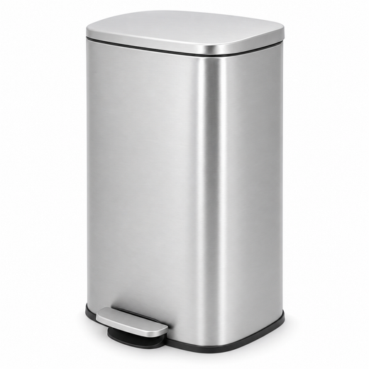 Nyxi 50L Stainless Steel Pedal Bin with Soft-Close Lid ,Fingerprint Resistant - Silver
