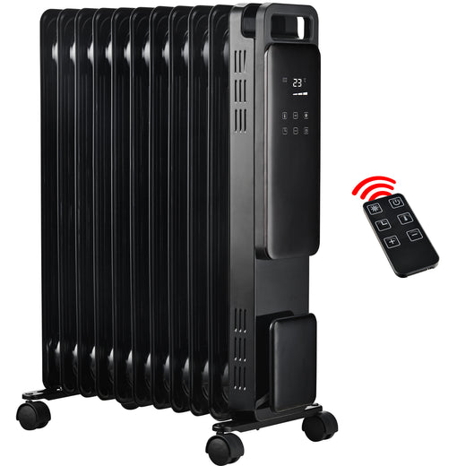Nyxi 11-Fin Oil Filled Heater 2500W with Remote Control (Black, Model 3904)
