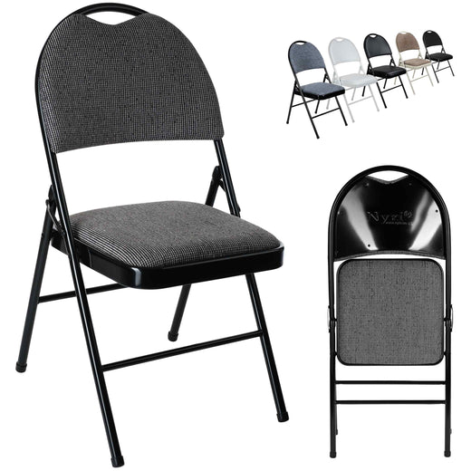 Nyxi Premium Folding Chair Fabric Padded (Grey Fabric)
