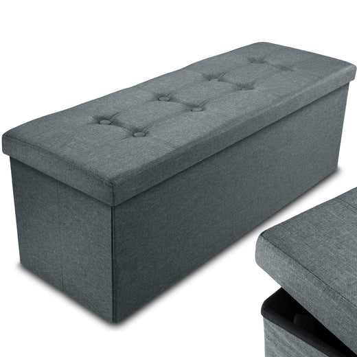 Nyxi Fabric Ottoman Storage Box (Dark Grey) - 110 * 38 * 38cm