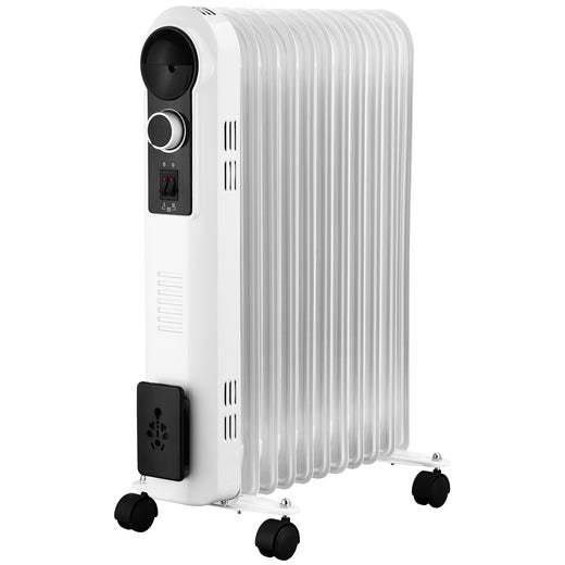 Nyxi 11-Fin Oil Filled 2500W Heater 3 Power Settings (White, Model 3881)