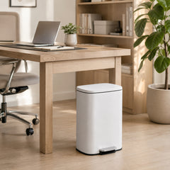 Nyxi 50L Stainless Steel Pedal Bin with Soft-Close Lid ,Fingerprint Resistant - White