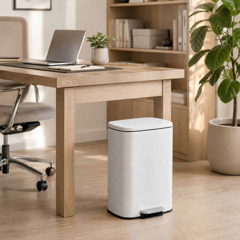 Nyxi 50L Stainless Steel Pedal Bin with Soft-Close Lid ,Fingerprint Resistant - White