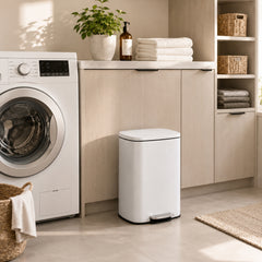 Nyxi 50L Stainless Steel Pedal Bin with Soft-Close Lid ,Fingerprint Resistant - White