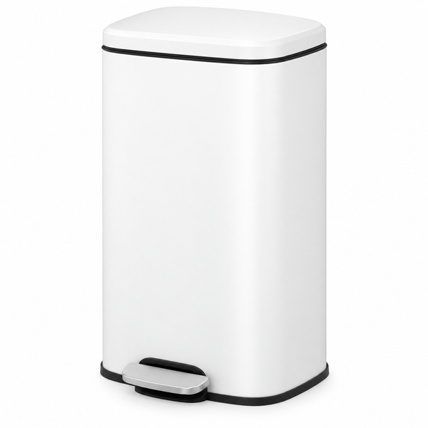 Nyxi 50L Stainless Steel Pedal Bin with Soft-Close Lid ,Fingerprint Resistant - White