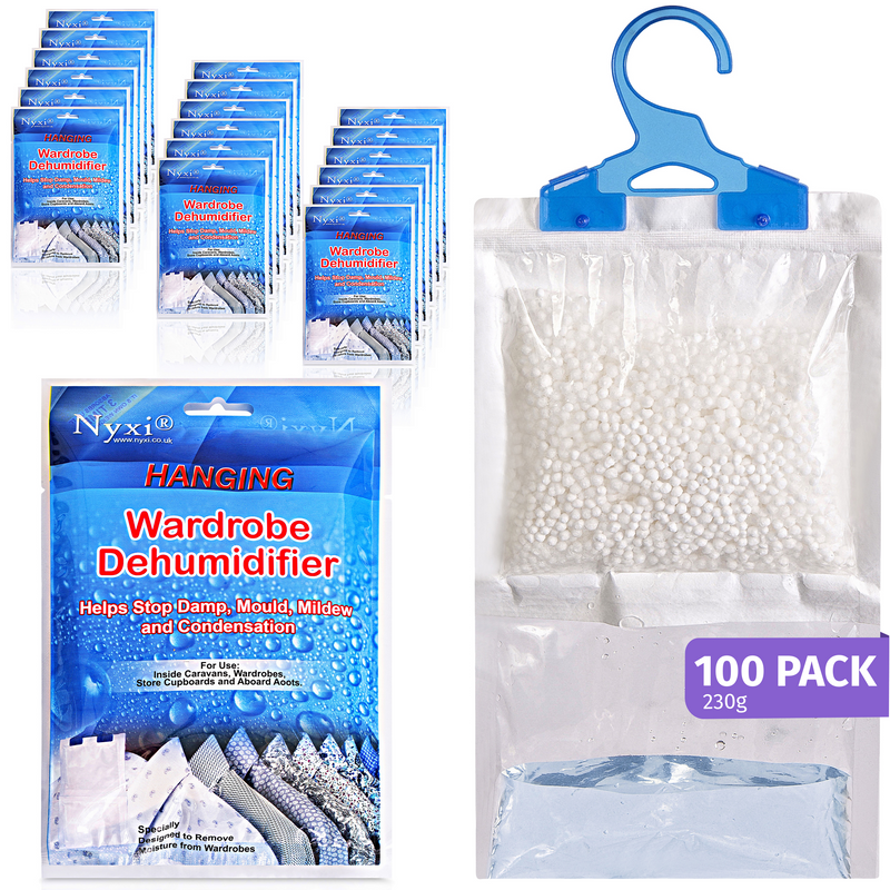 Nyxi Pack of 6 - Pack of 100 Hanging Wardrobe Dehumidifier Bags