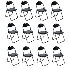 Nyxi Folding Chairs Faux Leather Padded (Black)