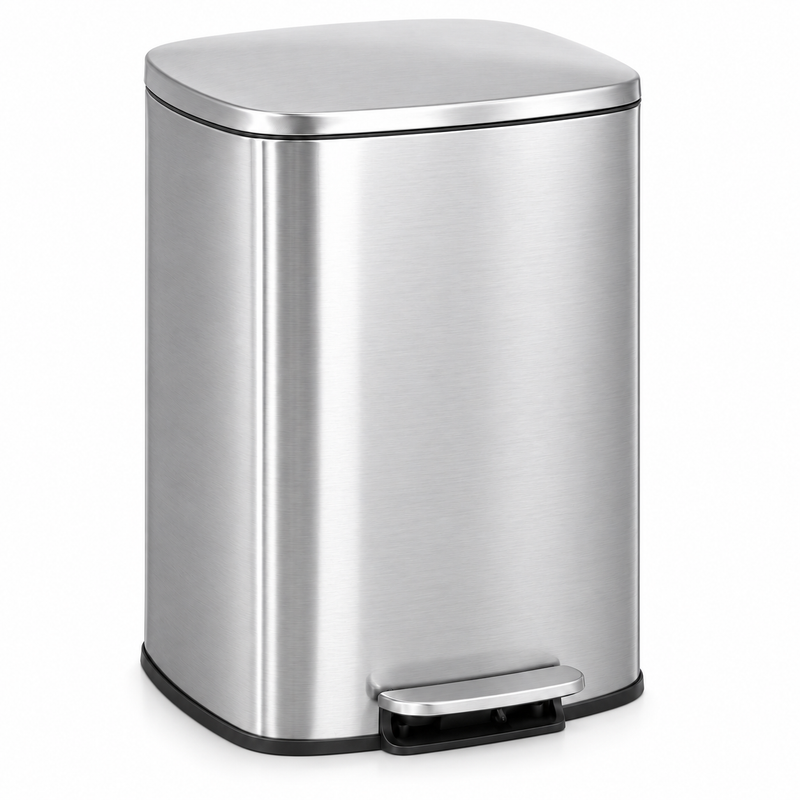 Nyxi 30L Pedal Bin Soft-Close Lid Stainless Steel Durable Design for Home & Office - Silver