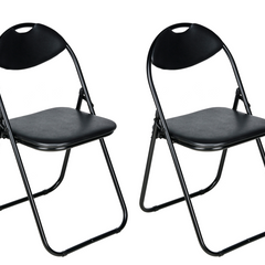 Nyxi Folding Chairs Faux Leather Padded (Black)