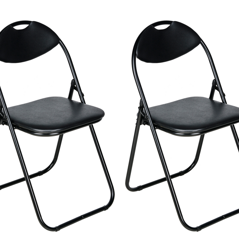 Nyxi Folding Chairs Faux Leather Padded (Black)