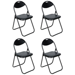 Nyxi Folding Chairs Faux Leather Padded (Black)