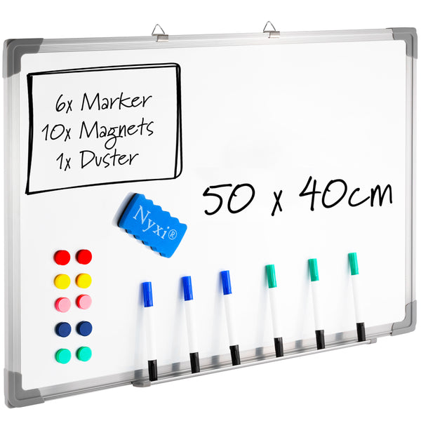Nyxi Whiteboard 50cm X 40cm with 6 X Markers 10 Magnets 1 X Duster