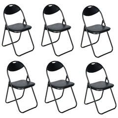 Nyxi Folding Chairs Faux Leather Padded (Black)