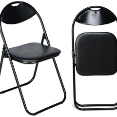 Nyxi Folding Chairs Faux Leather Padded (Black)
