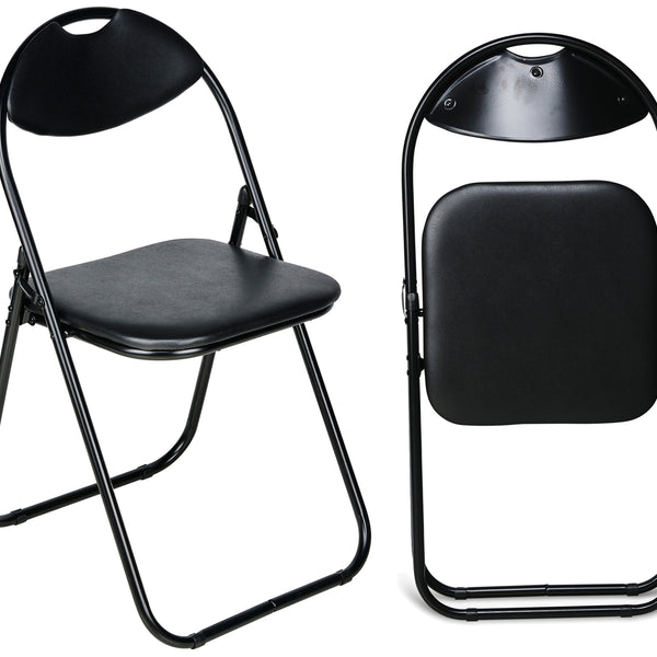 Nyxi Folding Chairs Faux Leather Padded (Black)