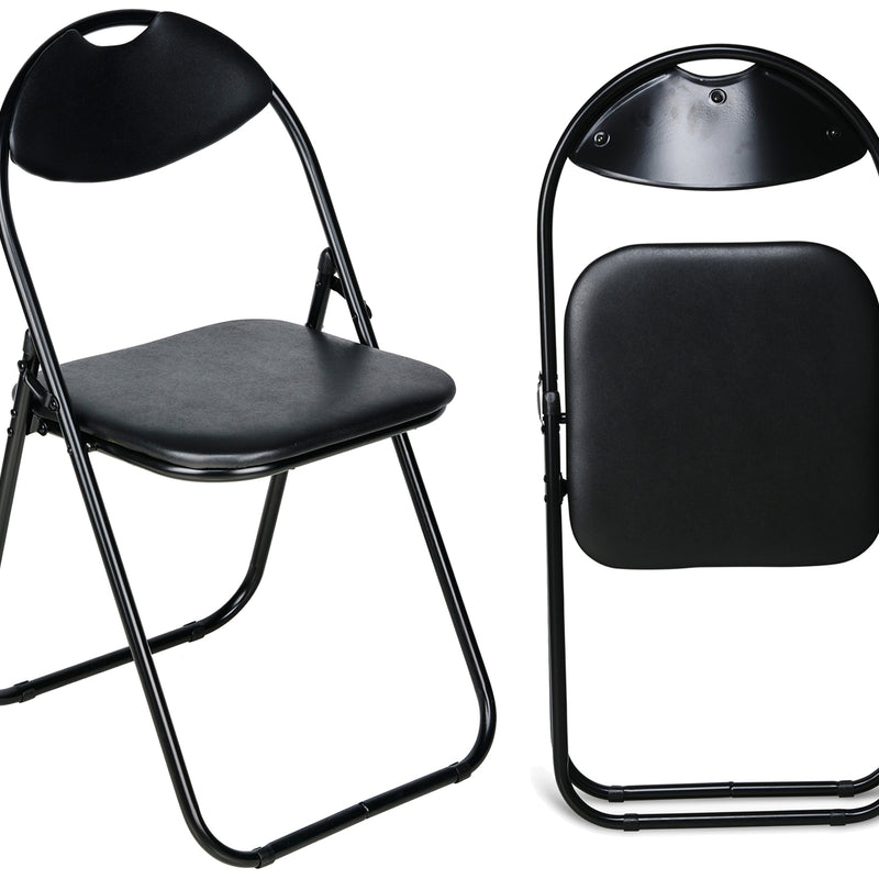 Nyxi Folding Chairs Faux Leather Padded (Black)