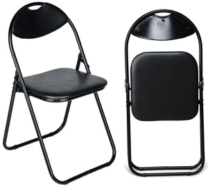 Folding Chairs Faux Leather Padded (Black)