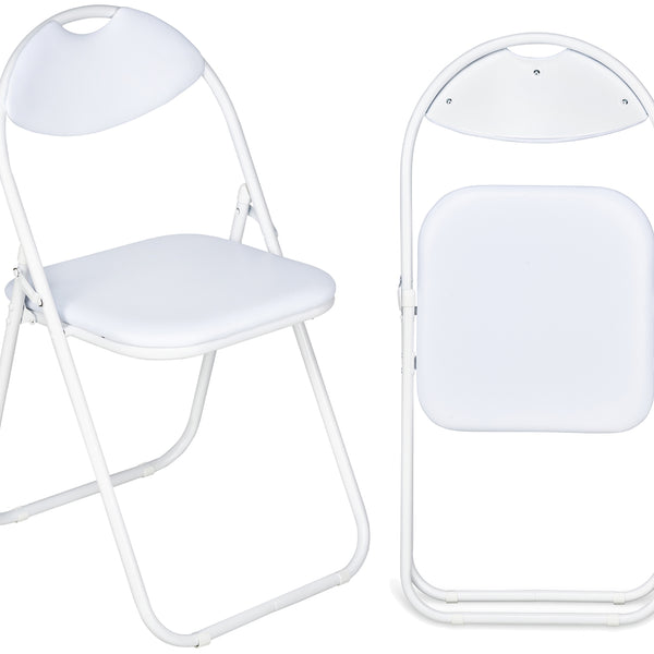 Nyxi Folding Chair Faux Leather Padded (White)