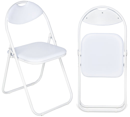 Nyxi Folding Chair Faux Leather Padded (White)