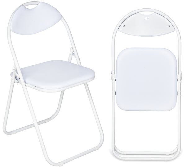 Nyxi Folding Chair Faux Leather Padded (White)