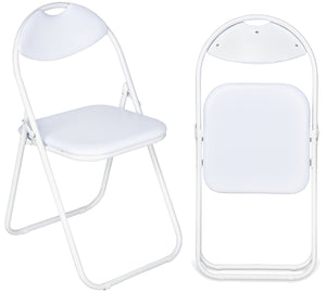 Folding Chair Faux Leather Padded (White)