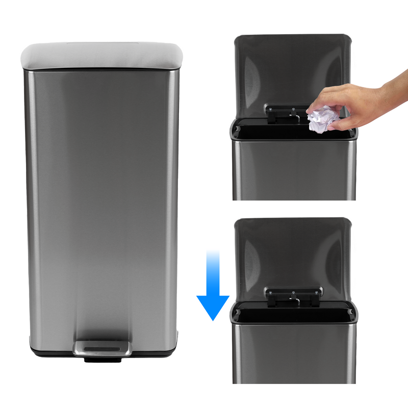 Nyxi 30L Pedal Bin Soft-Close Lid Stainless Steel Durable Design for Home & Office