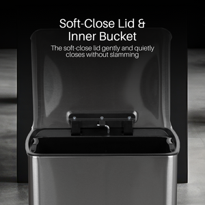 30L Pedal Bin Soft-Close Lid Stainless Steel Durable Design for Home & Office
