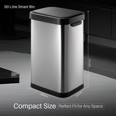Nyxi 50L Smart Kitchen Bin Auto Open/Close Motion Sensor Stainless Steel Durable Design for Home & Office