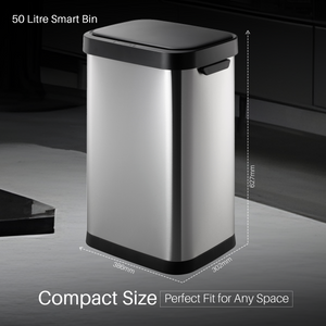 50L Smart Kitchen Bin Auto Open/Close Motion Sensor Stainless Steel Durable Design for Home & Office