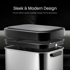 Nyxi 50L Smart Kitchen Bin Auto Open/Close Motion Sensor Stainless Steel Durable Design for Home & Office