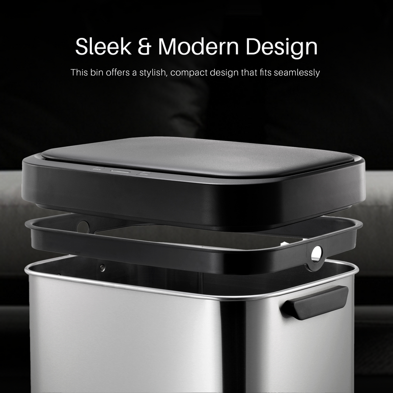 Nyxi 50L Smart Kitchen Bin Auto Open/Close Motion Sensor Stainless Steel Durable Design for Home & Office