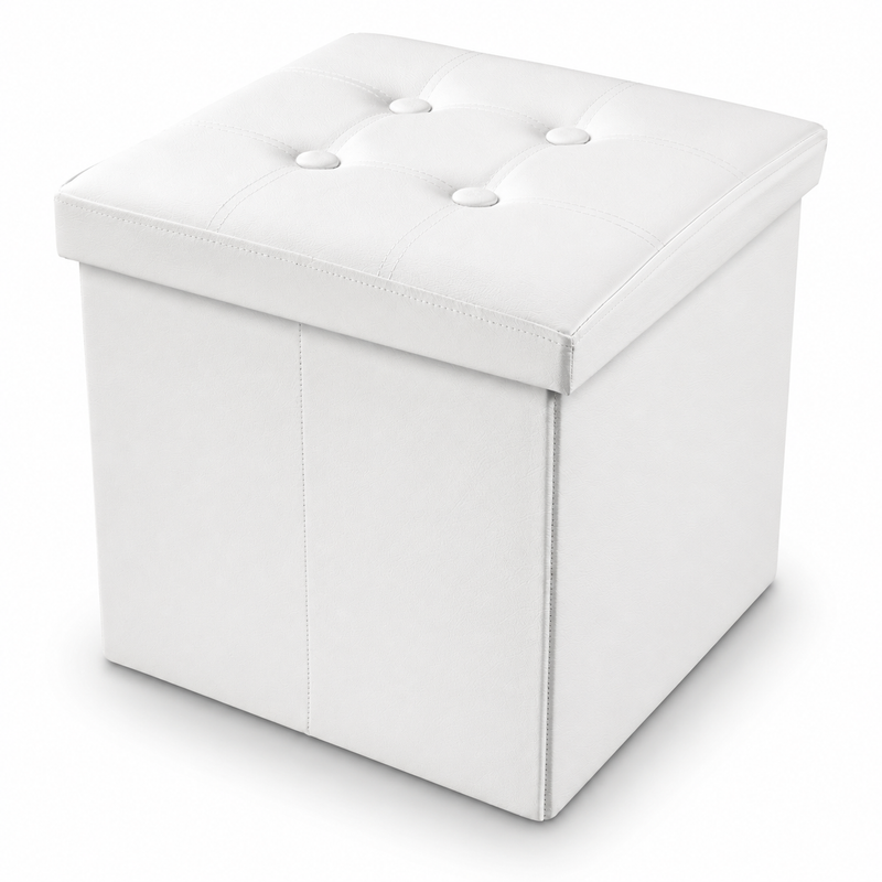 Nyxi Faux Leather Ottoman Storage Box (White) - 38 * 38 * 38cm