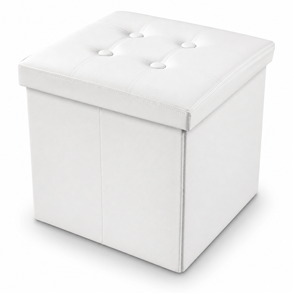 Nyxi Faux Leather Ottoman Storage Box (White) - 38 * 38 * 38cm