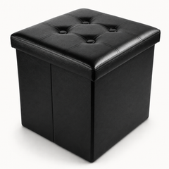 Nyxi Faux Leather Ottoman Storage Box (Black) - 38 * 38 * 38cm