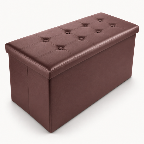Nyxi Faux Leather Ottoman Storage Box (Brown) - 110 * 38 * 38 cm