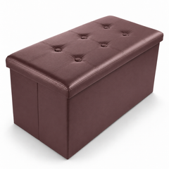 Nyxi Faux Leather Ottoman Storage Box (Brown) - 76 * 38 * 38cm