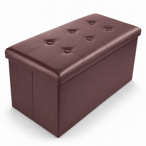Nyxi Faux Leather Ottoman Storage Box (Brown) - 76 * 38 * 38cm