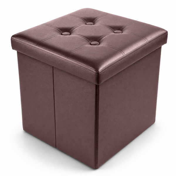 Nyxi Faux Leather Ottoman Storage Box (Brown) - 38 * 38 * 38cm