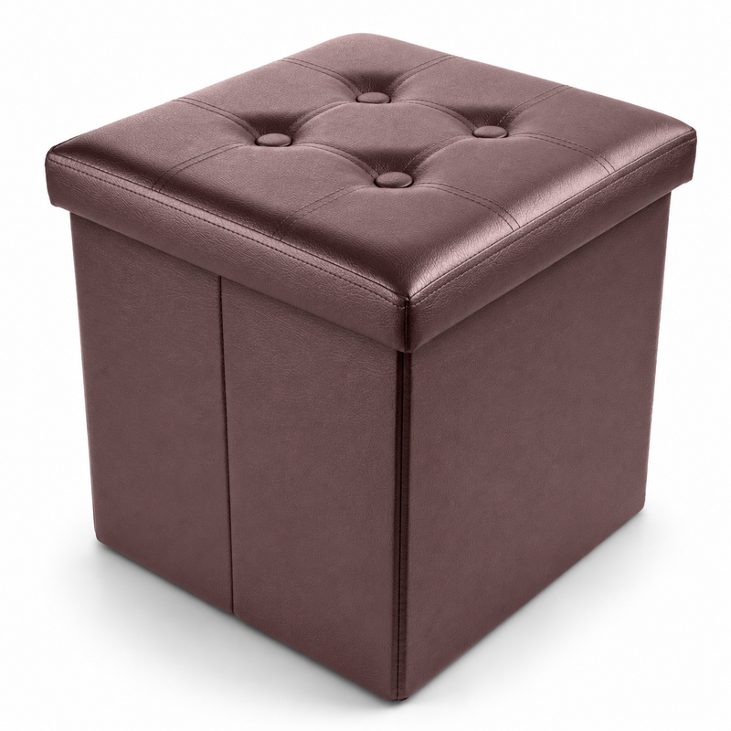 Nyxi Faux Leather Ottoman Storage Box (Brown) - 38 * 38 * 38cm