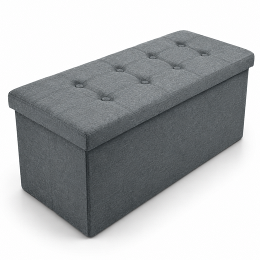 Nyxi Fabric Ottoman Storage Box (Dark Grey) - 110 * 38 * 38cm