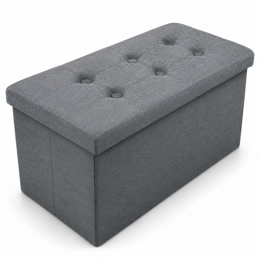 Nyxi Fabric Ottoman Storage Box (Dark Grey) - 76 * 38 * 38cm