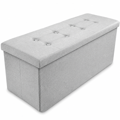 Nyxi Fabric Ottoman Storage Box (Light Grey) - 110 * 38 * 38cm