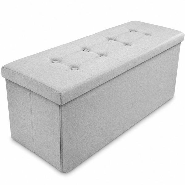 Nyxi Fabric Ottoman Storage Box (Light Grey) - 110 * 38 * 38cm