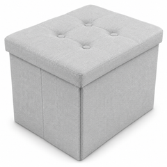 Nyxi Fabric Ottoman Storage Box (Light Grey) - 38 * 38 * 38cm