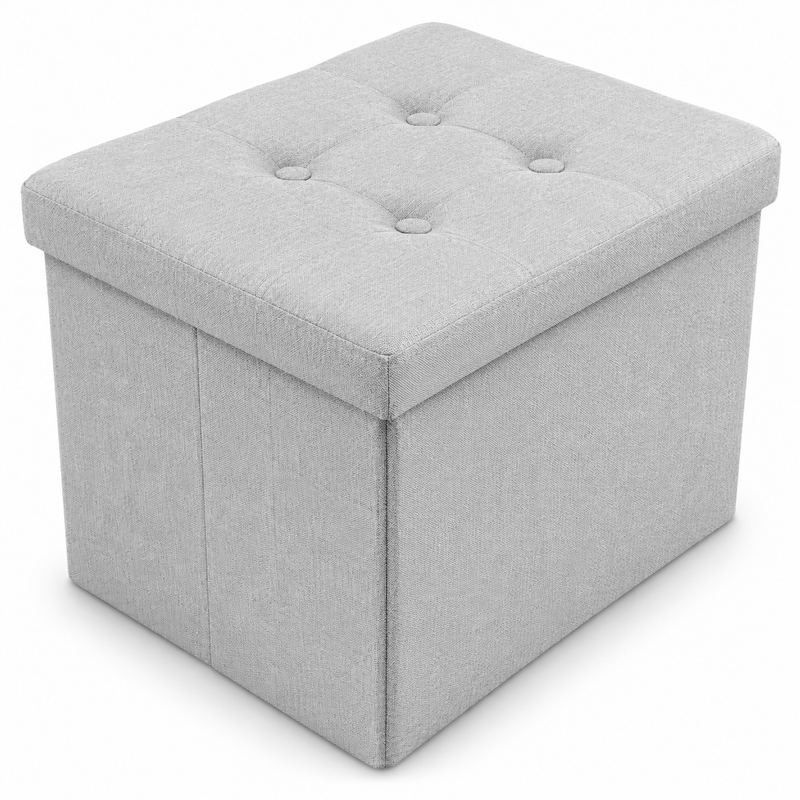 Nyxi Fabric Ottoman Storage Box (Light Grey) - 38 * 38 * 38cm