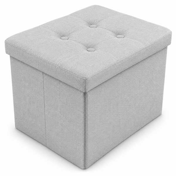 Nyxi Fabric Ottoman Storage Box (Light Grey) - 38 * 38 * 38cm
