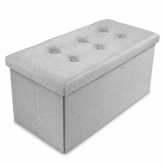 Nyxi Fabric Ottoman Storage Box (Light Grey) - 76 * 38 * 38cm