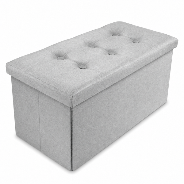 Nyxi Fabric Ottoman Storage Box (Light Grey) - 76 * 38 * 38cm